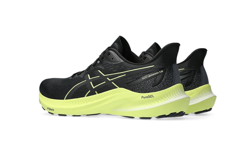 ASICS Men's GT-2000 12 Running Shoes (Black/Glow Yellow)