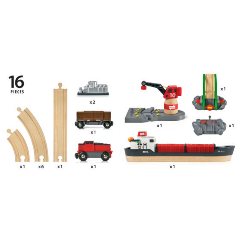 BRIO Set - Cargo Harbour Set, 16 pieces