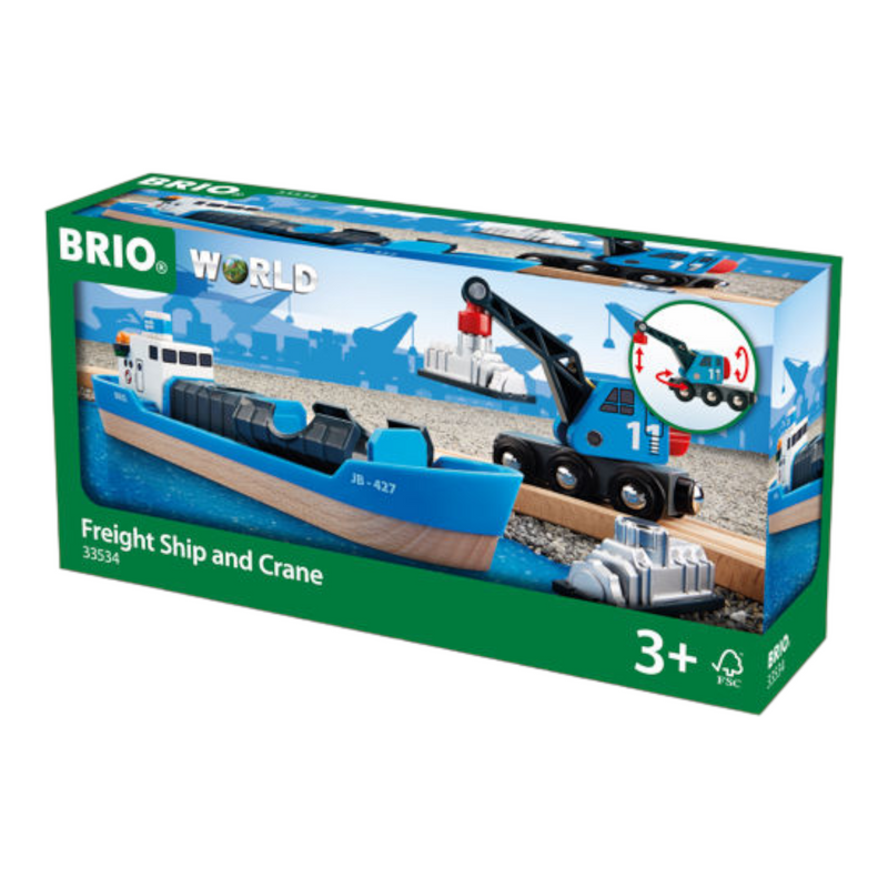 BRIO Vehicle - Container & Crane Wagon, 4 pieces