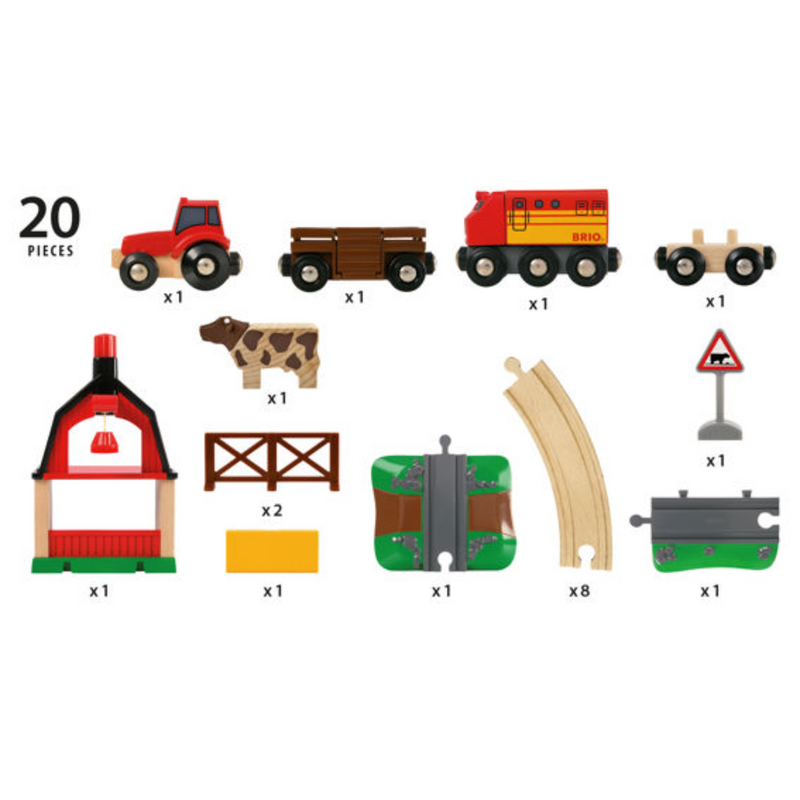 BRIO Set - Farm Railway Set, 20 pieces