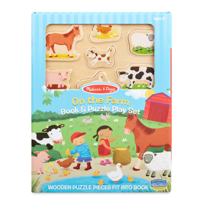 Melissa & Doug - Book & Puzzle Play Set - On the Farm