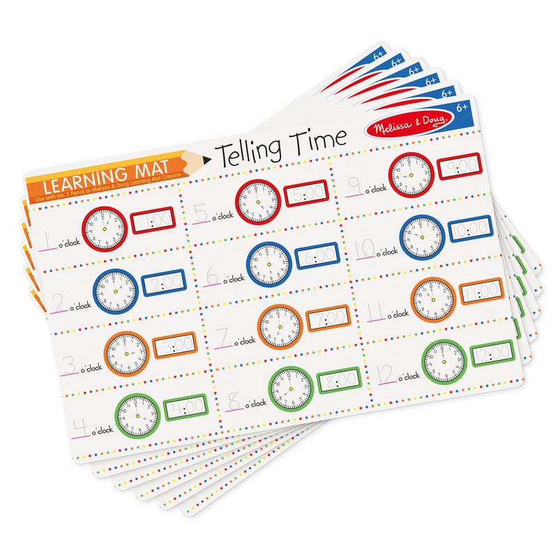 Melissa & Doug - Telling Time Write-A-Mat Bundle of 6