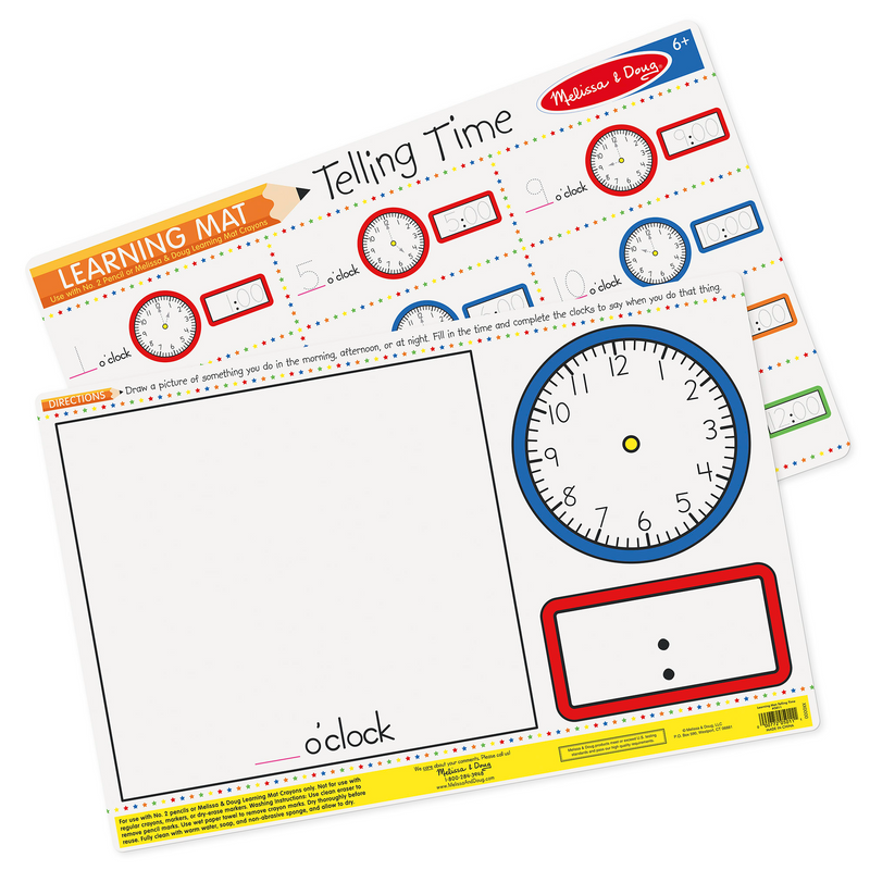 Melissa & Doug - Telling Time Write-A-Mat Bundle of 6