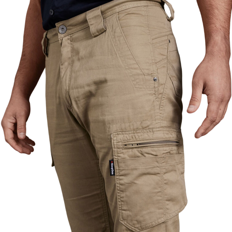 KingGee Men's Tradies Summer Lightweight Cargo Work Pants - Khaki