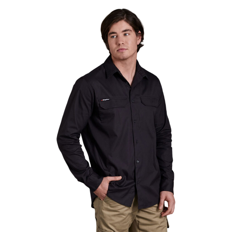 KingGee Men's Workcool Pro Stretch Long Sleeve Work Shirt - Charcoal