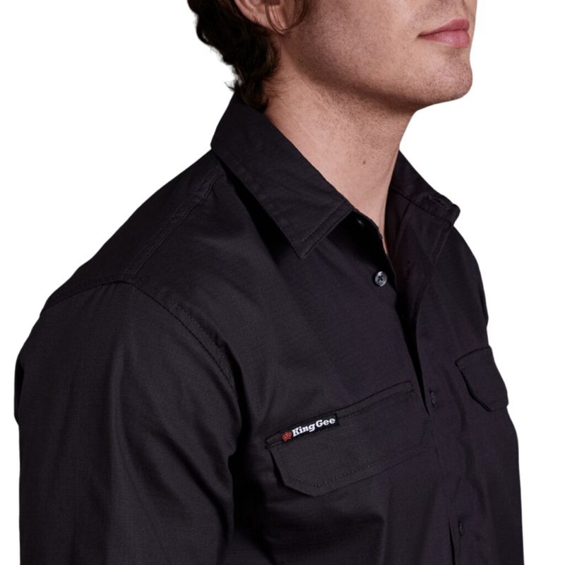 KingGee Men's Workcool Pro Stretch Long Sleeve Work Shirt - Charcoal