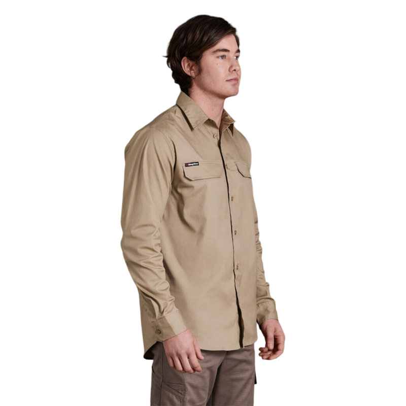 KingGee Men's Workcool Pro Stretch Long Sleeve Work Shirt - Khaki