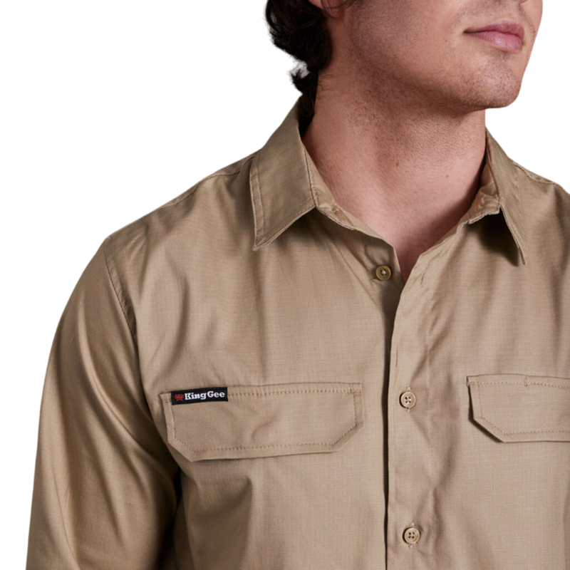 KingGee Men's Workcool Pro Stretch Long Sleeve Work Shirt - Khaki