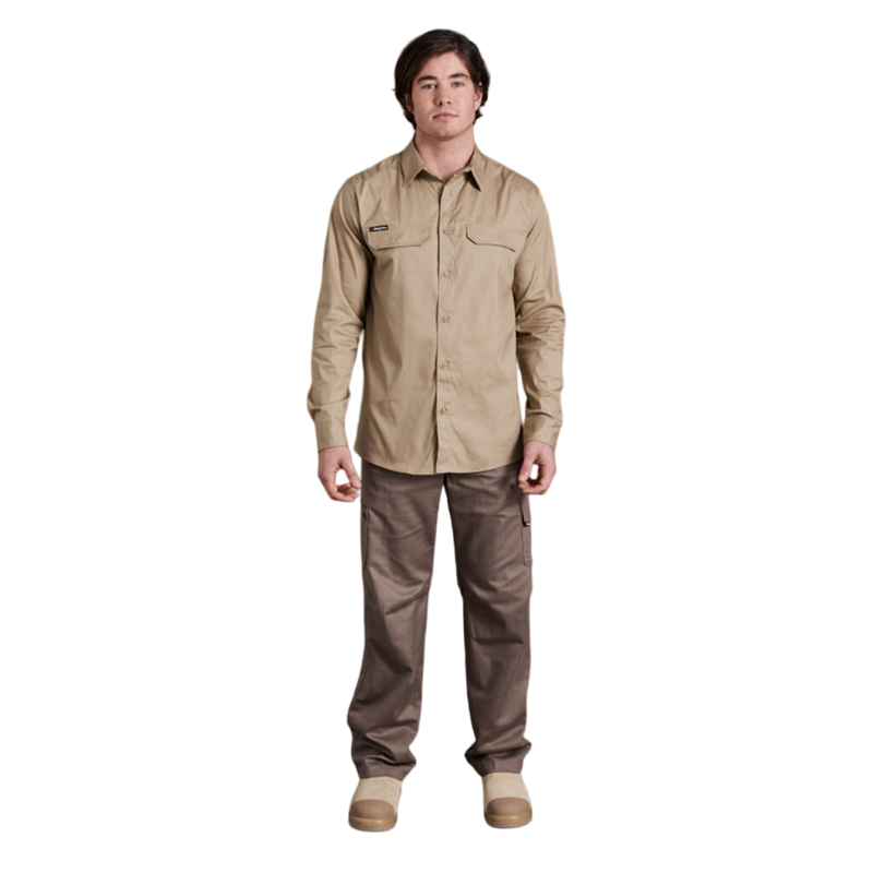 KingGee Men's Workcool Pro Stretch Long Sleeve Work Shirt - Khaki