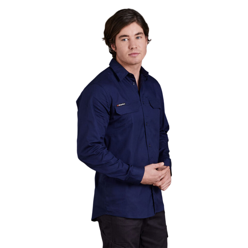 KingGee Men's Workcool Pro Stretch Long Sleeve Work Shirt - Navy