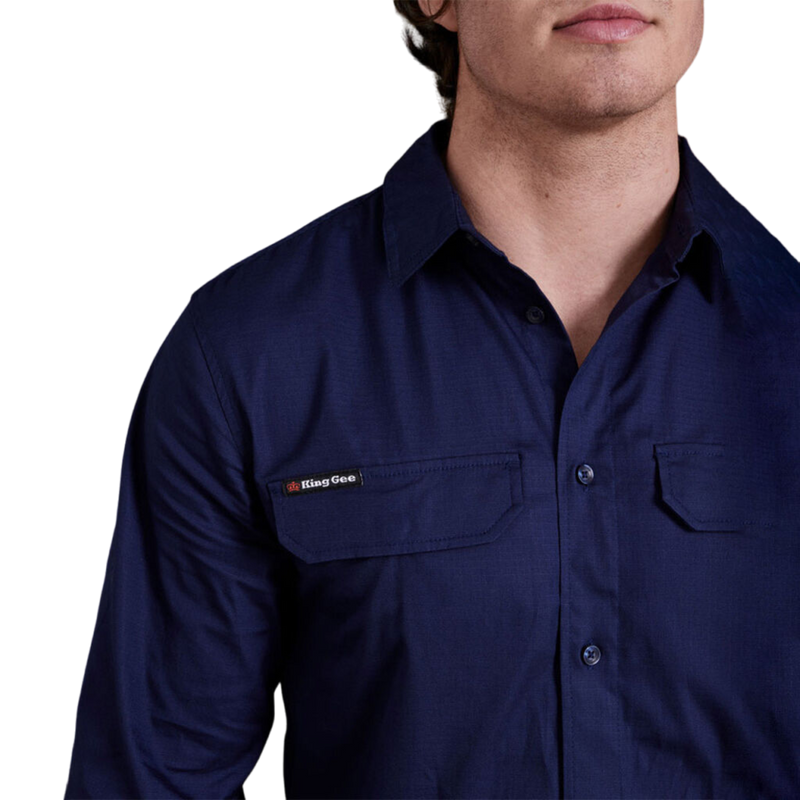 KingGee Men's Workcool Pro Stretch Long Sleeve Work Shirt - Navy