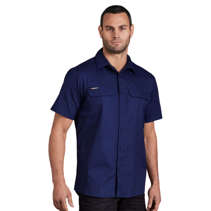 KingGee Men's Workcool Pro Stretch Short Sleeve Work Shirt - Navy