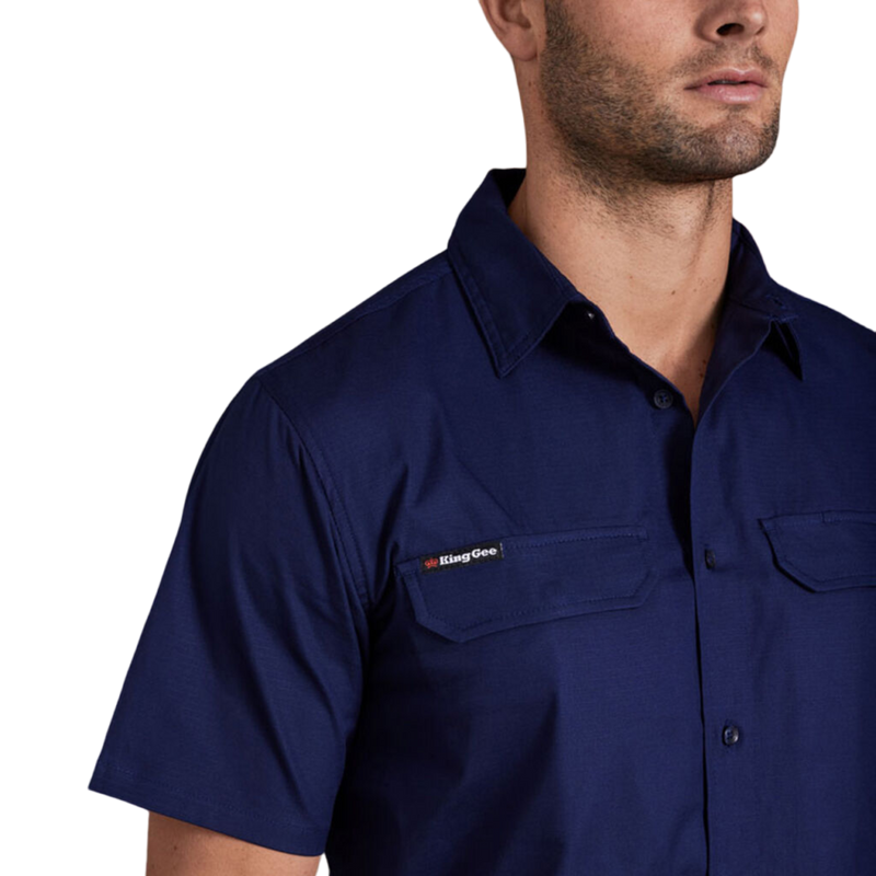 KingGee Men's Workcool Pro Stretch Short Sleeve Work Shirt - Navy