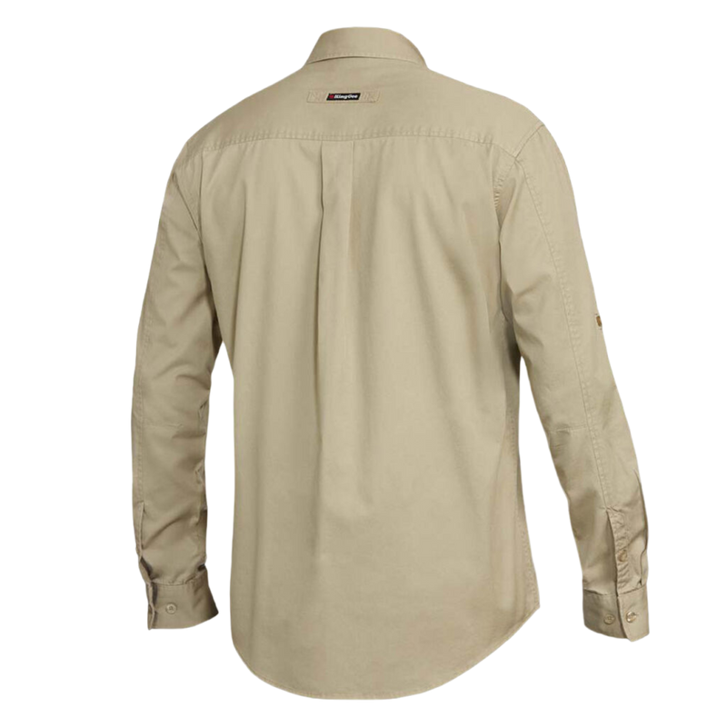 KingGee Men's Tradies Lightweight Cotton Drill Long Sleeve Work Shirt - Khaki