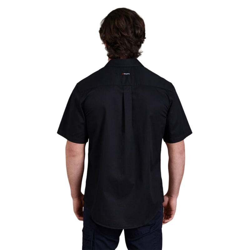 KingGee Men's Tradies Lightweiht Cotton Drill Short Sleeve Work Shirt - Black