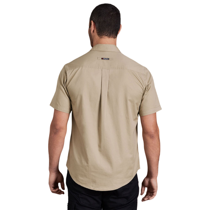 KingGee Men's Tradies Lightweiht Cotton Drill Short Sleeve Work Shirt - Khaki