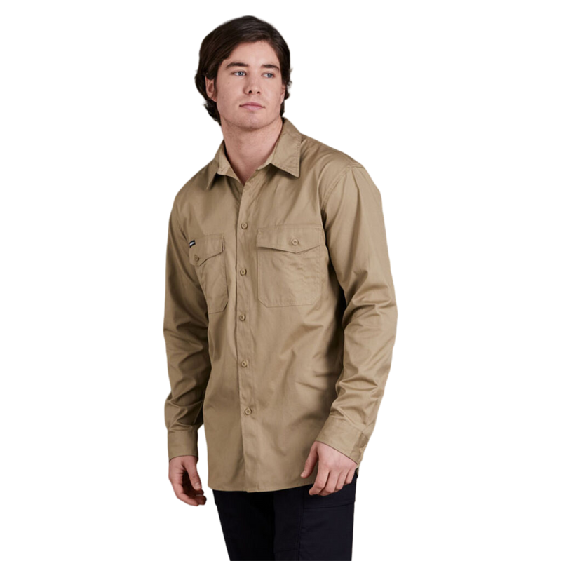 KingGee Men's Workcool 2 Lightweight Ripstop Long Sleeve Work Shirt - Khaki