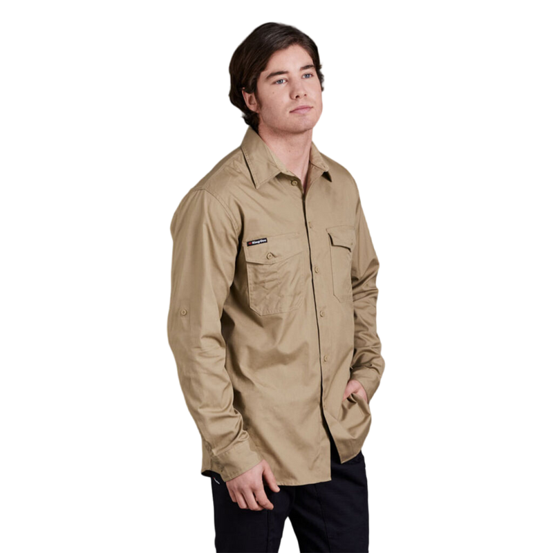 KingGee Men's Workcool 2 Lightweight Ripstop Long Sleeve Work Shirt - Khaki