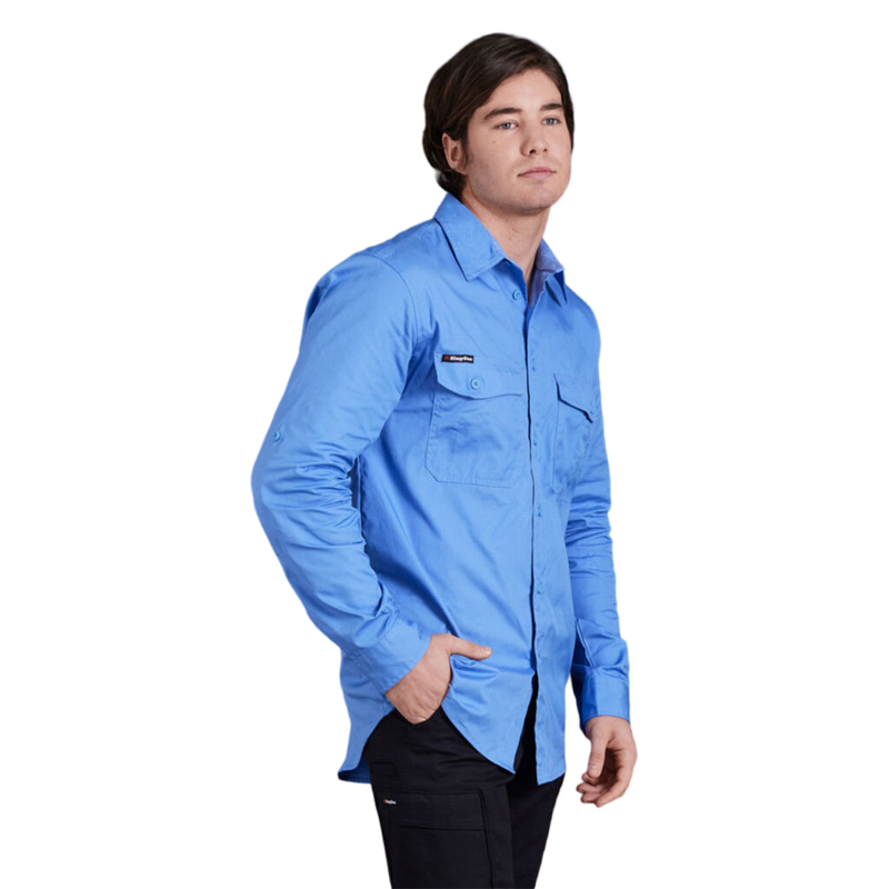 KingGee Men's Workcool 2 Lightweight Ripstop Long Sleeve Work Shirt - Sky