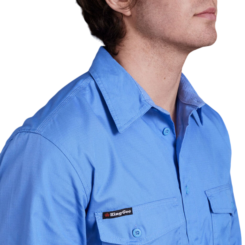 KingGee Men's Workcool 2 Lightweight Ripstop Long Sleeve Work Shirt - Sky