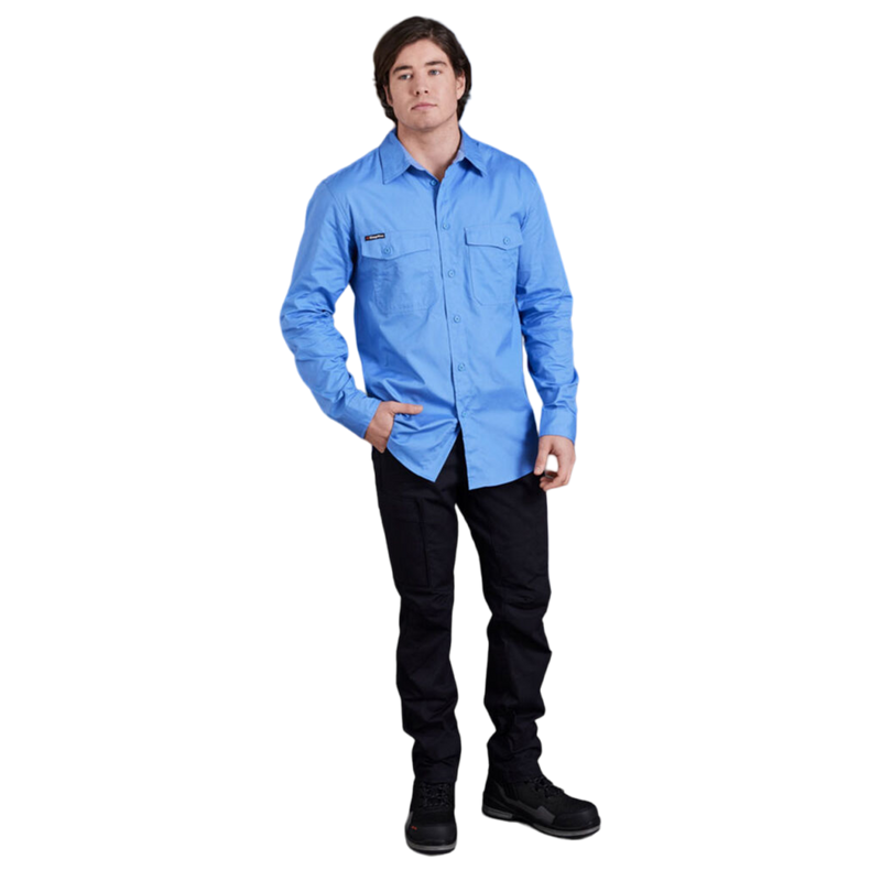 KingGee Men's Workcool 2 Lightweight Ripstop Long Sleeve Work Shirt - Sky