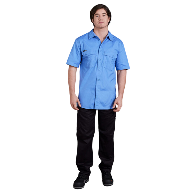 KingGee Men's Workcool 2 Lightweight Ripstop Short Sleeve Work Shirt - Sky