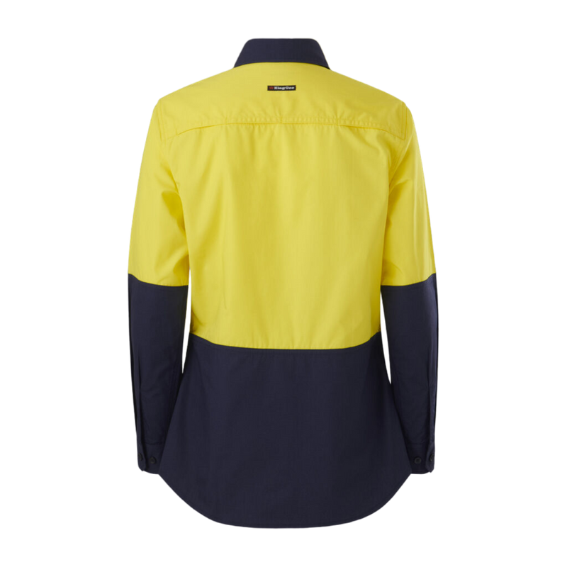 KingGee Women's Workcool Vented Spliced Shirt Long Sleeve - Yellow/Navy