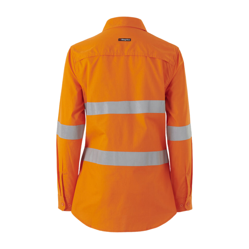 KingGee Women's Workcool Vented Closed Front Shirt Taped Long Sleeve - Orange