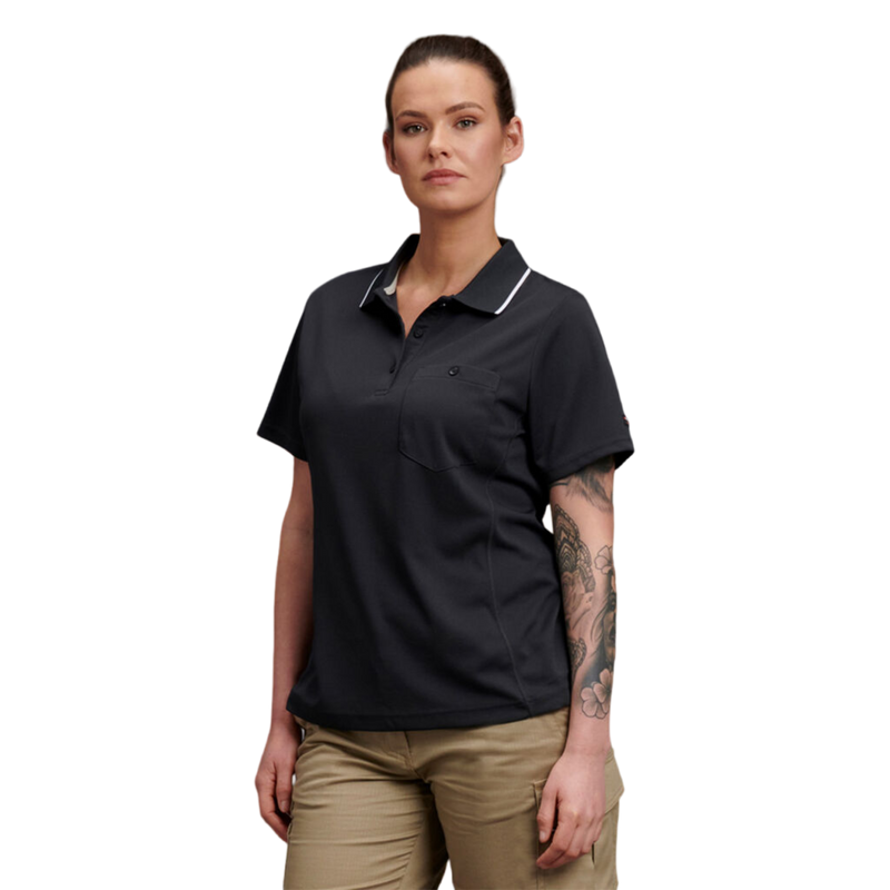 KingGee Women's Workcool Hyperfreeze Short Sleeve Polo Shirt - Charcoal