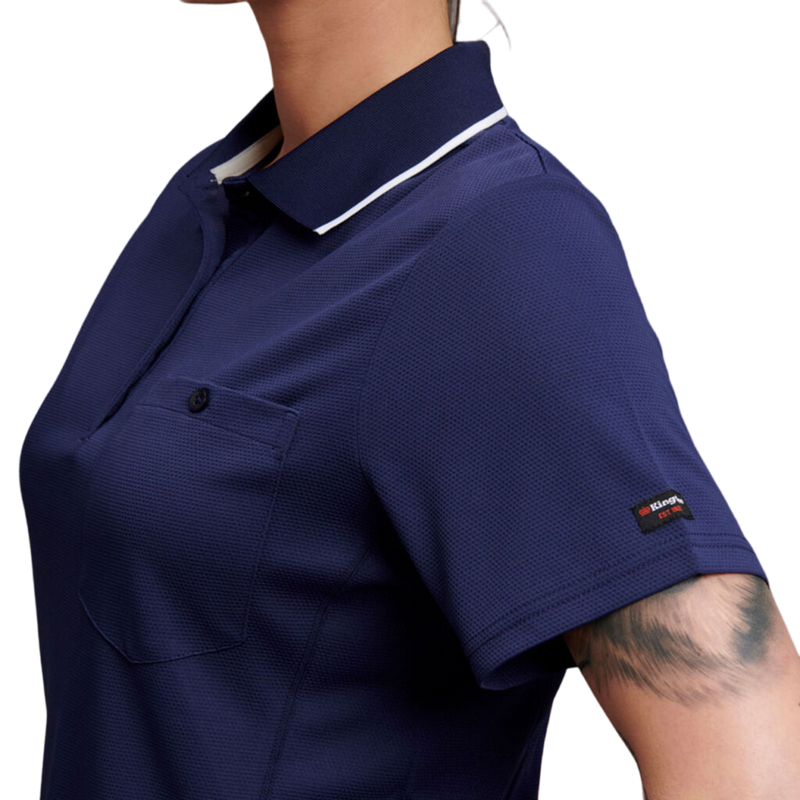 KingGee Women's Workcool Hyperfreeze Short Sleeve Polo Shirt - Navy