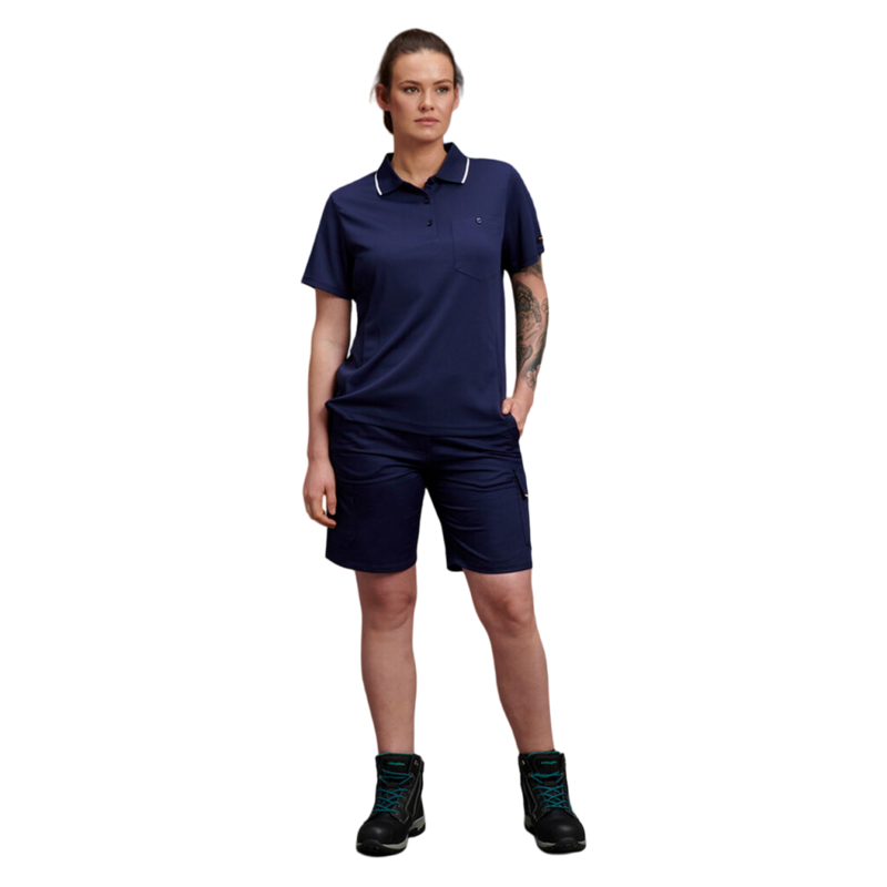 KingGee Women's Workcool Hyperfreeze Short Sleeve Polo Shirt - Navy