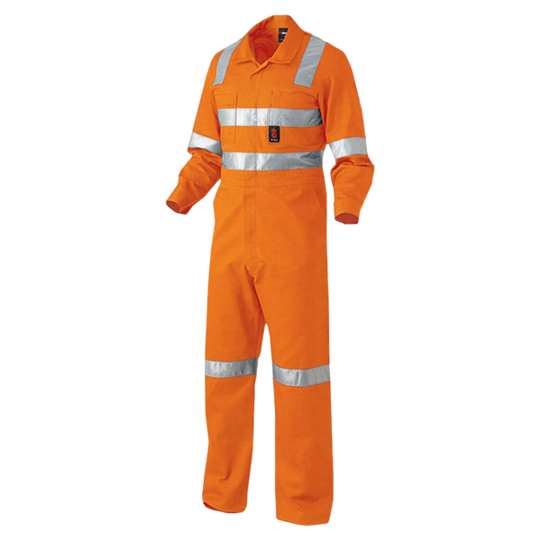 KingGee Men's Originals Hi-Vis X Back Reflective Drill Work Overalls - Orange