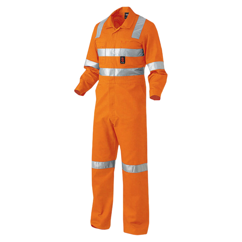 KingGee Men's Originals Hi-Vis X Back Reflective Drill Work Overalls - Orange