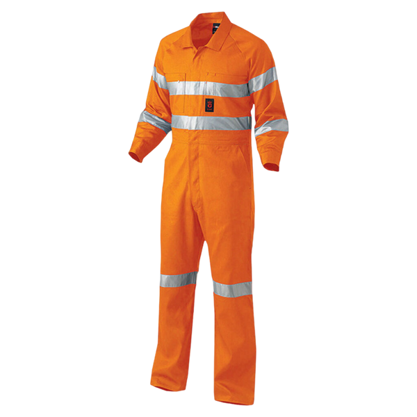 KingGee Men's Originals Hi-Vis Lightweight Reflective Drill Work Overalls - Orange