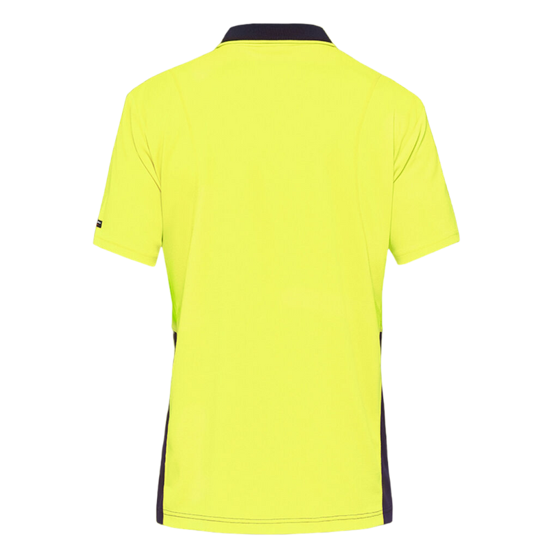 KingGee Men's Workcool Hyperfreeze Hi-Vis Two Tone Short Sleeve Polo Shirt - Yellow/Navy