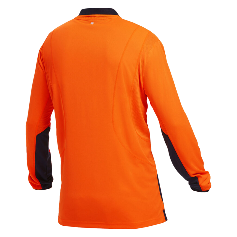 KingGee Men's Workcool Hyperfreeze Hi-Vis Lightweight Long Sleeve Polo - Orange/Navy