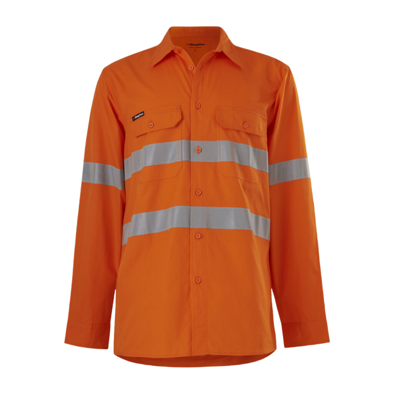 KingGee Men's Workcool Vented Shirt Taped Long Sleeve - Orange