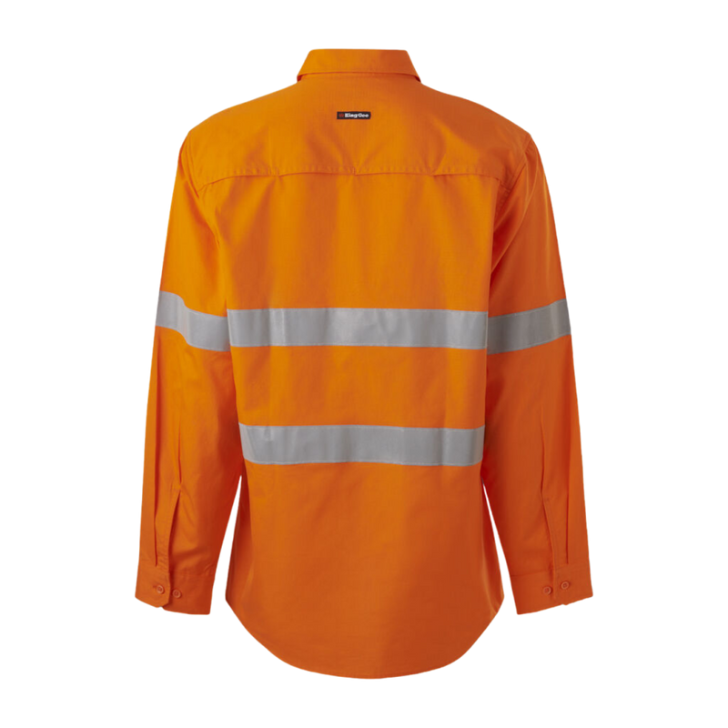 KingGee Men's Workcool Vented Closed Front Shirt Taped Long Sleeve - Orange