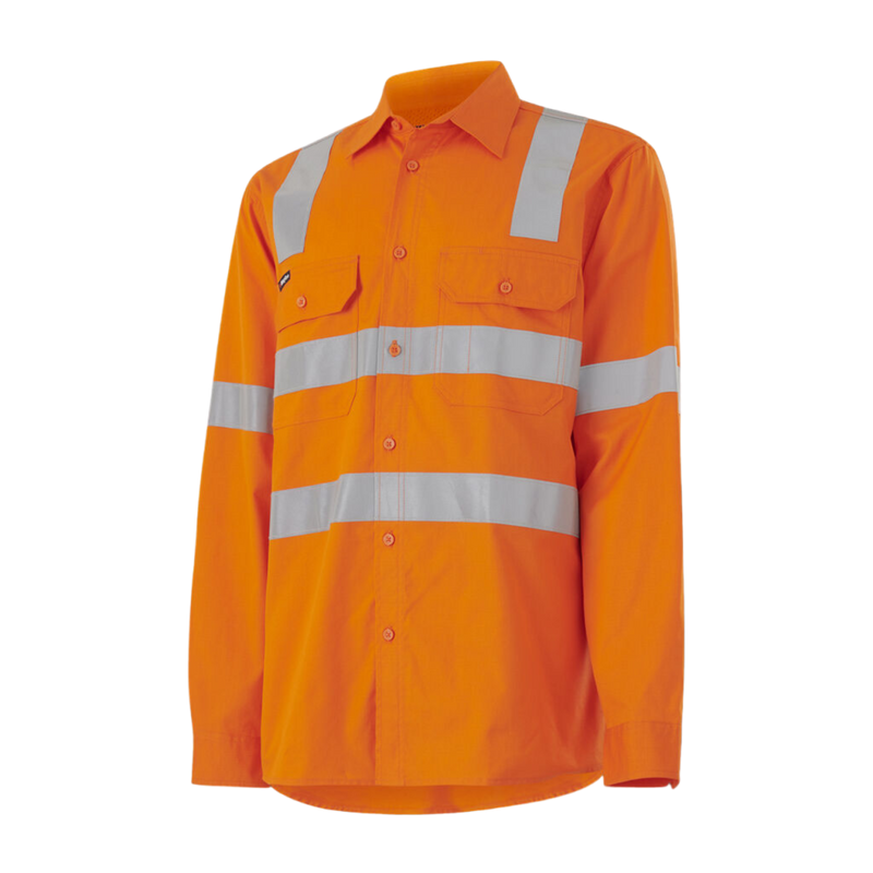 KingGee Men's Workcool Vented X Back Shirt Long Sleeve - Orange