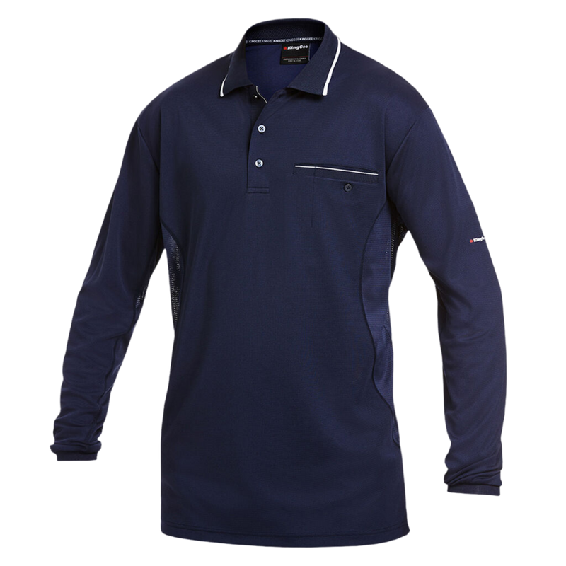 KingGee Men's Workcool Long Sleeve Polo Shirt - Navy