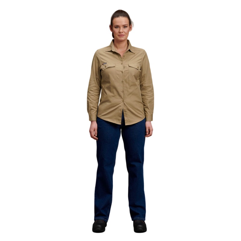 KingGee Women's Workcool 2 Long Sleeve Ripstop Work Shirt - Khaki