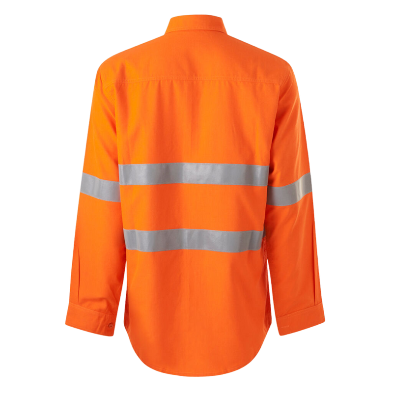 KingGee Women's Shieldtec Lenzing Fr Hi-Vis Open Front Taped Shirt - Orange