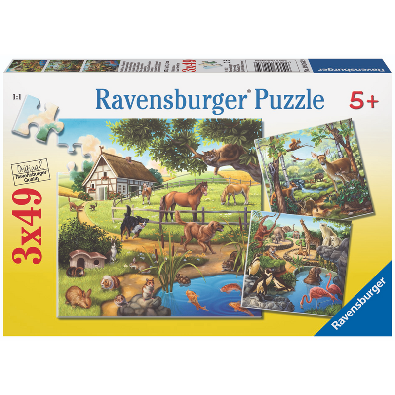 Ravensburger - Forest Zoo & Pets Puzzle 3x49 pieces