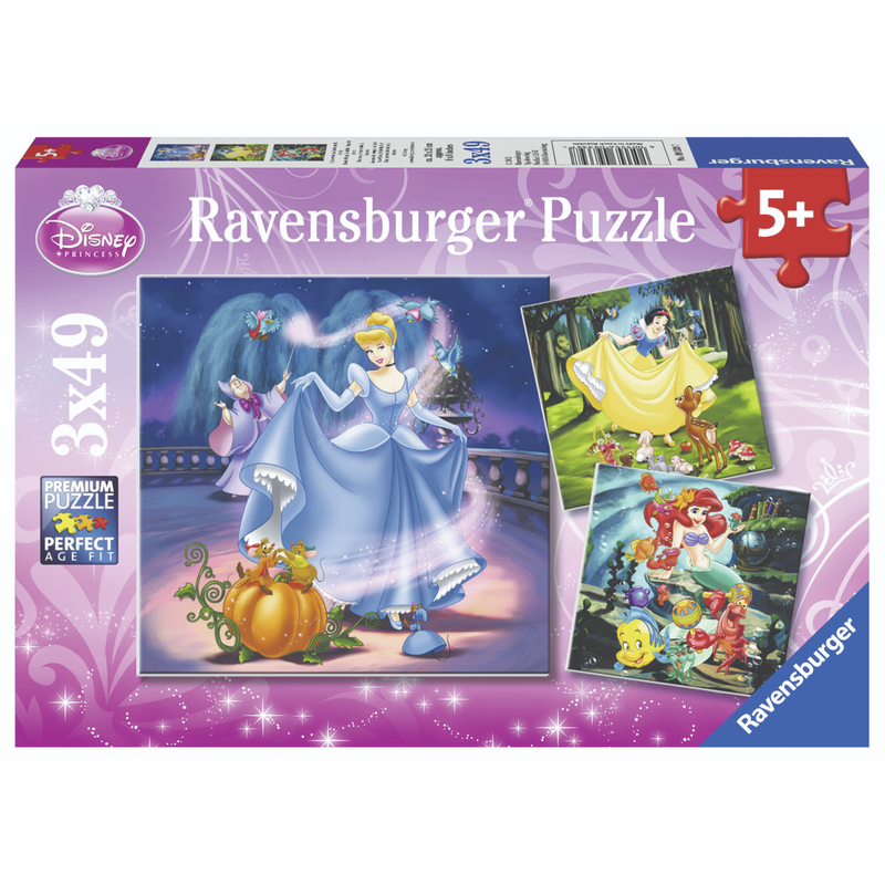 Ravensburger Disney Snow White Cinderella Ariel 3x49 pieces