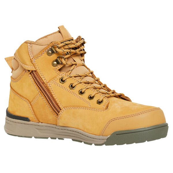 Hard Yakka Men's 3056 Lace Up & Side Zip Steel Toe Safety Boot - Wheat