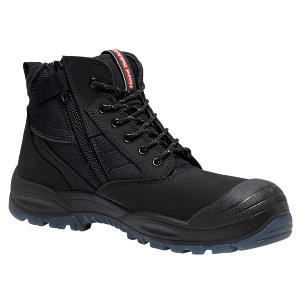 Hard Yakka Men's Nite Vision Hi Vis Lace Up Steel Toe Safety Boot - Black